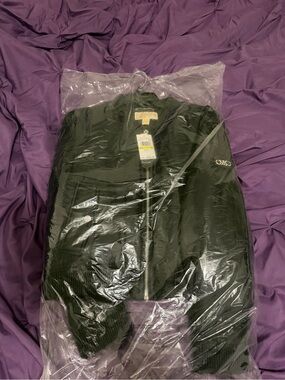Black Bomber Jacket with Silver Zipper